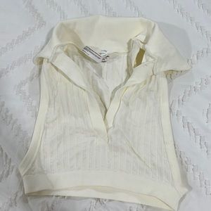 White collared crop top